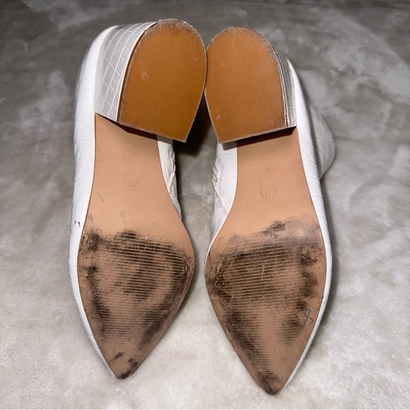 Nasty Gal White Croc Block Pointed Toe Heeled Booties Size 8 - Picture 6 of 10